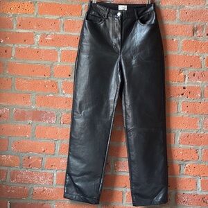 Aritzia Black Straight Leg Faux Leather